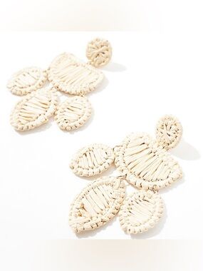 Mango Cream Raffia Cluster Drop Earrings